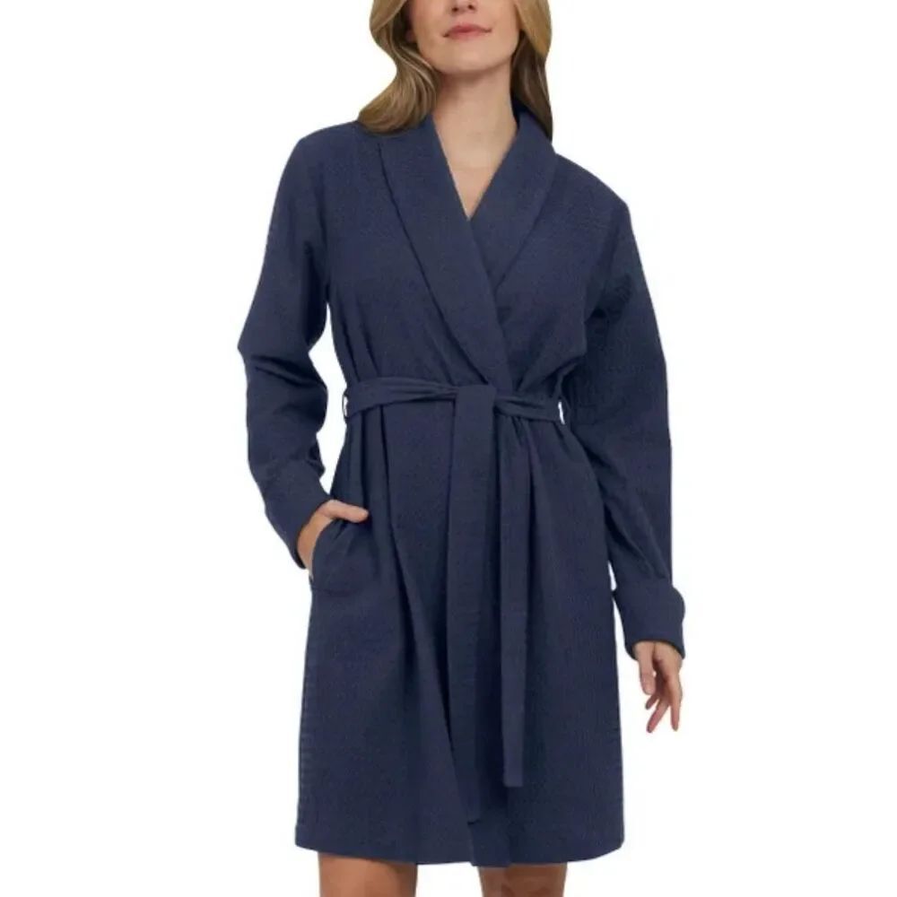 Landsโ End NWTโsize S navy spa resort robe waffle knit womenโs
